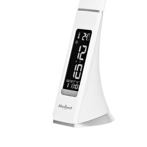 Lampka na biurko biurkowa LED nocna regulacja budzik LCD 7W USB Rebel Lampka na biurko biurkowa LED nocna regulacja budzik LCD 7W USB Rebel