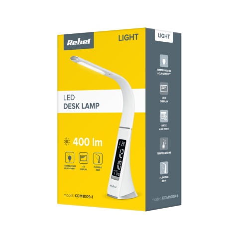 Lampka na biurko biurkowa LED nocna regulacja budzik LCD 7W USB Rebel Lampka na biurko biurkowa LED nocna regulacja budzik LCD 7W USB Rebel