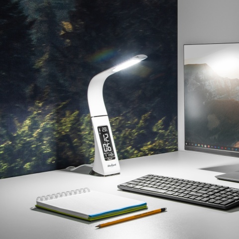 Lampka na biurko biurkowa LED nocna regulacja budzik LCD 7W USB Rebel Lampka na biurko biurkowa LED nocna regulacja budzik LCD 7W USB Rebel