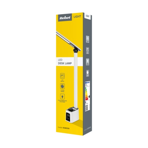 Lampka na biurko z zegarem gniazda USB USB-C regulacja Quick Charge Rebel