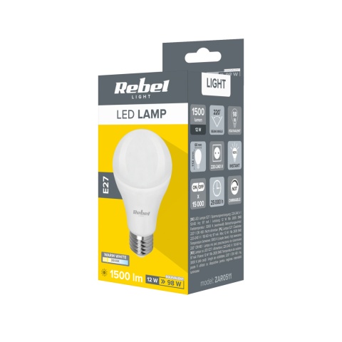 Żarówka lampa LED 12W E27 1500lm 3000K Rebel Żarówka lampa LED 12W E27 1500lm 3000K Rebel