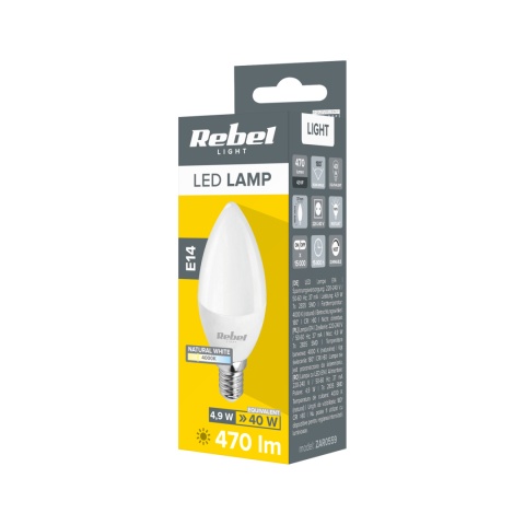 Żarówka lampa LED 5W świeca 4000K 230V Rebel Żarówka lampa LED 5W świeca 4000K 230V Rebel