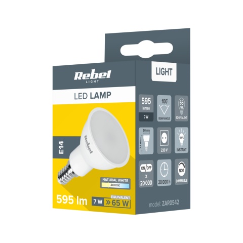 Żarówka lampa LED 7W E14 595lm 4000K Rebel