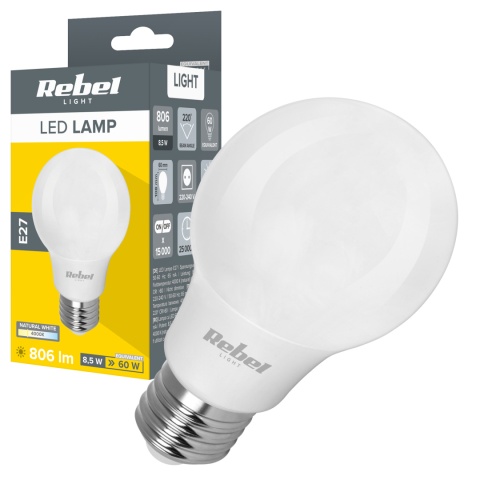 Żarówka lampa LED 8,5W A60 806lm 4000K Rebel Żarówka lampa LED 8,5W A60 806lm 4000K Rebel