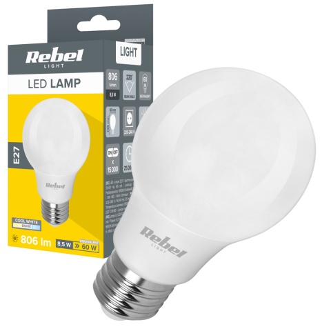 Żarówka lampa LED 8,5W E27 A60 806lm 6500K Rebel Żarówka lampa LED 8,5W E27 A60 806lm 6500K Rebel