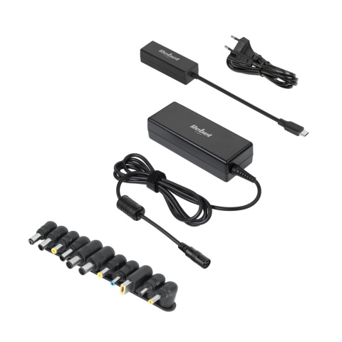 Zasilacz uniwersalny Rebel 11 końcówek 90 W 15-20 V automatyczny z funkcją Power Delivery Zasilacz uniwersalny Rebel 11 końcówek 90 W 15-20 V automatyczny z funkcją Power Delivery