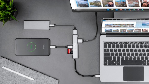 Adapter HUB USB typu C na HDMI/USB3.0/SD/MicroSD/C port rozdzielacz Adapter HUB USB typu C na HDMI/USB3.0/SD/MicroSD/C port rozdzielacz