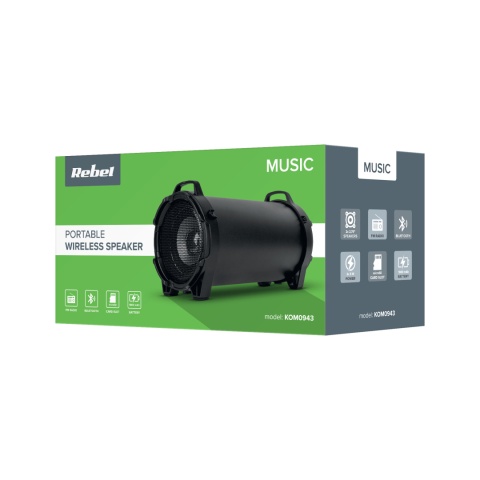 Głośnik Bluetooth 5.0 FM USB AUX Rebel KOM0943 Głośnik Bluetooth 5.0 FM USB AUX Rebel KOM0943