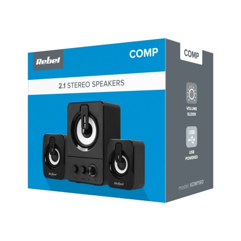 Głośniki komputerowe 2.1 subwoofer zasilanie USB do PC laptopa Rebel Głośniki komputerowe 2.1 subwoofer zasilanie USB do PC laptopa Rebel