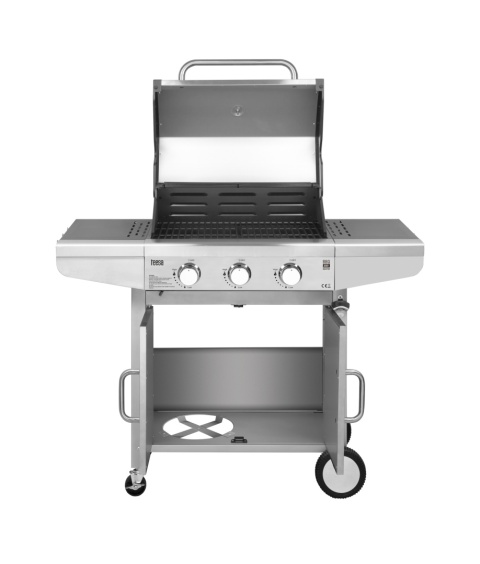 Grill gazowy ogrodowy 3 palniki 10,8 kW żeliwny ruszt Teesa BBQ 3001 Master