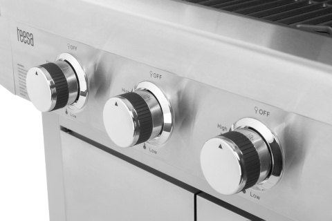 Grill gazowy ogrodowy 3 palniki 10,8 kW żeliwny ruszt Teesa BBQ 3001 Master