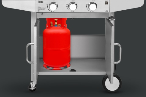 Grill gazowy ogrodowy 3 palniki 10,8 kW żeliwny ruszt Teesa BBQ 3001 Master