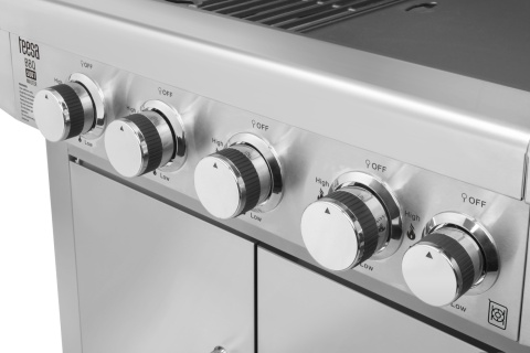Grill gazowy ogrodowy 4+1 17,4 kW żeliwny ruszt Teesa BBQ 5001 Master