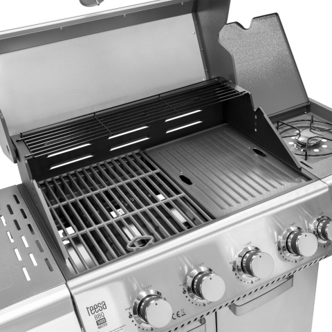 Grill gazowy ogrodowy Teesa BBQ MASTER 5 palników z szybą miejsce na butlę