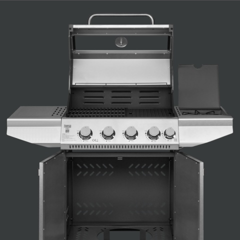 Grill gazowy ogrodowy Teesa BBQ MASTER 5 palników z szybą miejsce na butlę