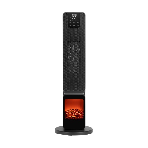Grzejnik PTC Teesa imitacja kominka 800/2000W wentylator kolumnowy LED