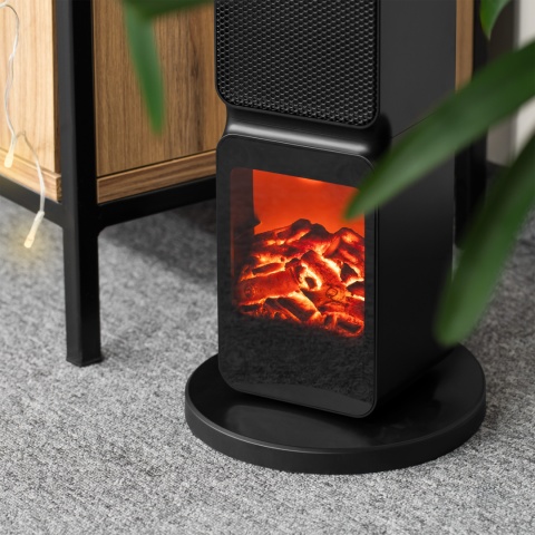 Grzejnik PTC Teesa imitacja kominka 800/2000W wentylator kolumnowy LED