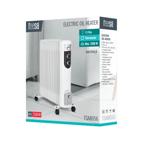 Grzejnik olejowy 13 żeberek termostat 2500W elektryczny kaloryfer Teesa Grzejnik olejowy 13 żeberek termostat 2500W elektryczny kaloryfer Teesa