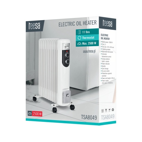 Grzejnik olejowy 2500W 11 żeber elektryczny Teesa