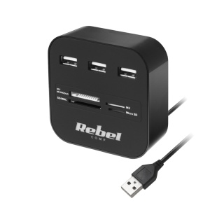HUB USB 2.0 Rebel Rozgałęźnik Rozdzielacz Portów 480 Mb/s MicroSD