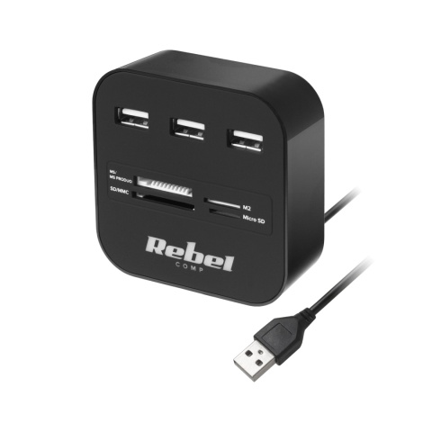 HUB USB 2.0 Rebel Rozgałęźnik Rozdzielacz Portów 480 Mb/s MicroSD HUB USB 2.0 Rebel Rozgałęźnik Rozdzielacz Portów 480 Mb/s MicroSD
