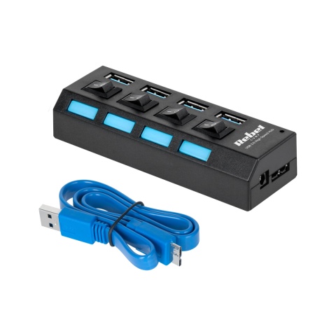 HUB USB 3.0 Rebel Rozgałęźnik Rozdzielacz Portów 5 Gb/s HUB USB 3.0 Rebel Rozgałęźnik Rozdzielacz Portów 5 Gb/s