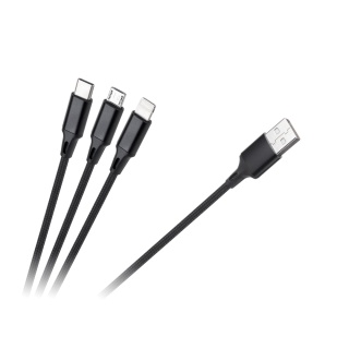 Kabel USB 3w1 - micro USB USB C Lighting 100 cm