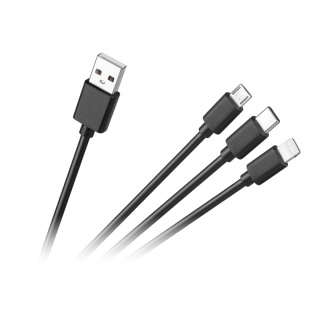 Kabel USB 3w1 przewód microUSB USB-C TYP-C lightning iPhone 1,2m