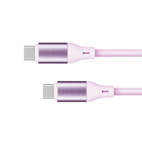 Kabel USB C - USB C 100 W 1 m silikonowy różowy Kruger&Matz Basic Kabel USB C - USB C 100 W 1 m silikonowy różowy Kruger&Matz Basic