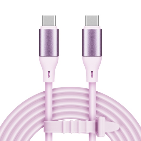 Kabel USB C - USB C 100 W 1 m silikonowy różowy Kruger&Matz Basic Kabel USB C - USB C 100 W 1 m silikonowy różowy Kruger&Matz Basic
