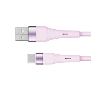 Kabel USB - USB typu C 1 m 15W silikonowy różowy Kruger&Matz Basic