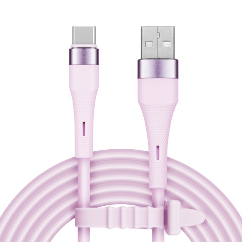 Kabel USB - USB typu C 1 m 15W silikonowy różowy Kruger&Matz Basic