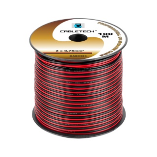 Kabel głośnikowy 0,75mm CU czarno-czerwony 100m Cabletech