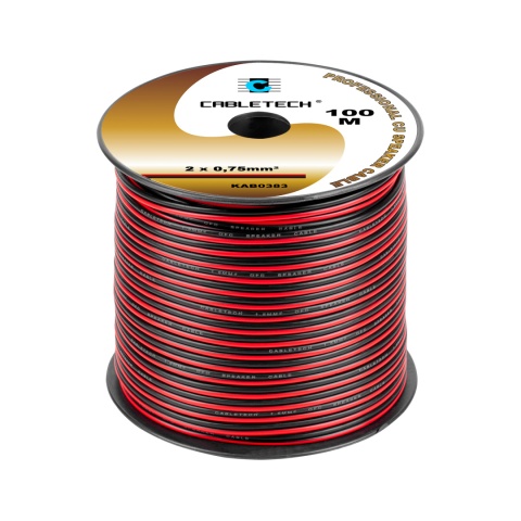 Kabel głośnikowy 0,75mm CU czarno-czerwony 100m Cabletech Kabel głośnikowy 0,75mm CU czarno-czerwony 100m Cabletech