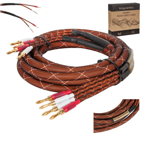 Kabel głośnikowy 3m BANAN 2 SZT CU Kruger&Matz Kabel głośnikowy 3m BANAN 2 SZT CU Kruger&Matz
