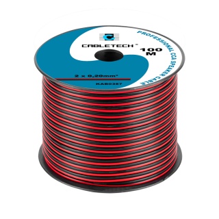 Kabel głośnikowy CCA 0.20mm czarno-czerwony 100m