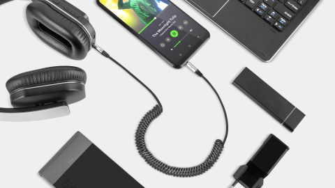Kabel jack 3,5 mini jack AUX 1m przewód audio spirala Rebel