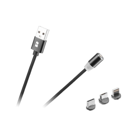 Kabel magnetyczny USB - USB-C typ C lightning iPhone micro USB 3w1 1m Rebel