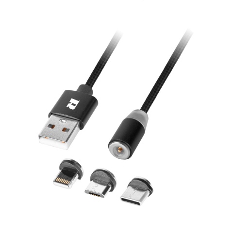 Kabel magnetyczny USB - USB-C typ C lightning iPhone micro USB 3w1 1m Rebel