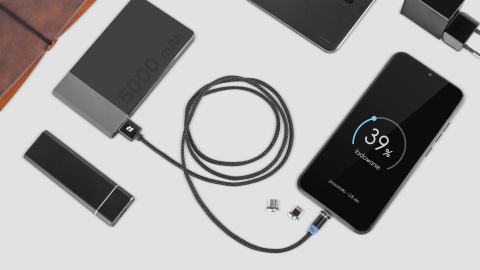 Kabel magnetyczny USB - USB-C typ C lightning iPhone micro USB 3w1 1m Rebel
