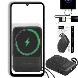 POWER BANK indukcyjny Kruger&Matz 10000 mAh Mag Safe z kablem czarny