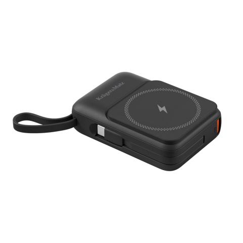 POWER BANK indukcyjny Kruger&Matz 10000 mAh Mag Safe z kablem czarny POWER BANK indukcyjny Kruger&Matz 10000 mAh Mag Safe z kablem czarny