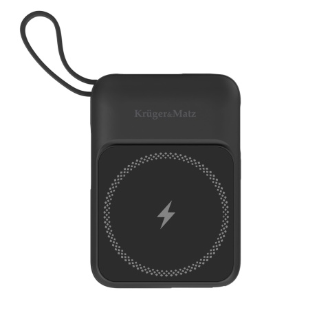 POWER BANK indukcyjny Kruger&Matz 10000 mAh Mag Safe z kablem czarny POWER BANK indukcyjny Kruger&Matz 10000 mAh Mag Safe z kablem czarny