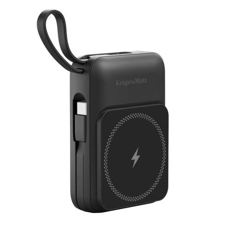 POWER BANK indukcyjny Kruger&Matz 10000 mAh Mag Safe z kablem czarny POWER BANK indukcyjny Kruger&Matz 10000 mAh Mag Safe z kablem czarny