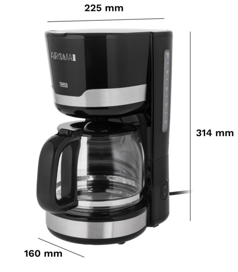 Ekspres do kawy przelewowy 1,5L 1000W szklany podtrzymanie temp Teesa