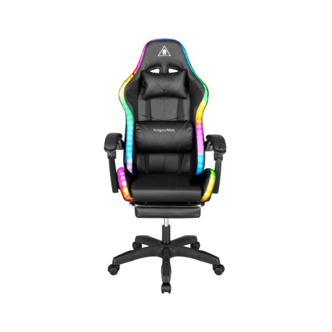 Fotel gamingowy kubełkowy obrotowy podświetlany LED RGB + podnóżek krzesło