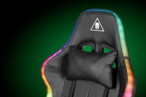 Fotel gamingowy kubełkowy obrotowy podświetlany LED RGB + podnóżek krzesło