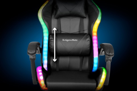 Fotel gamingowy kubełkowy obrotowy podświetlany LED RGB + podnóżek krzesło