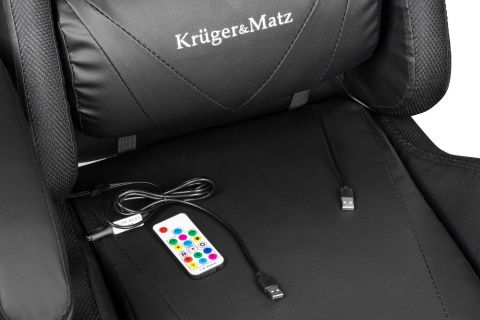 Fotel gamingowy kubełkowy obrotowy podświetlany LED RGB + podnóżek krzesło