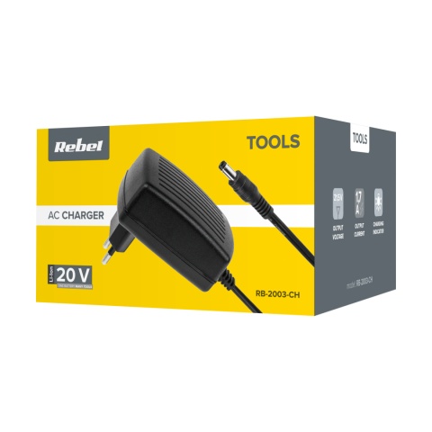 Ładowarka akumulatora 20V 2A/4A do baterii RB-2001, RB-2002 Rebel Tools Ładowarka akumulatora 20V 2A/4A do baterii RB-2001, RB-2002 Rebel Tools